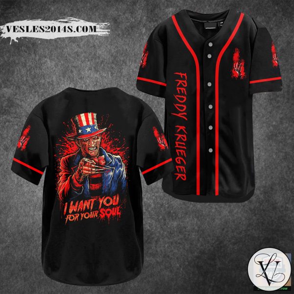 Freddy Krueger I Want You For Your Soul Baseball Jersey