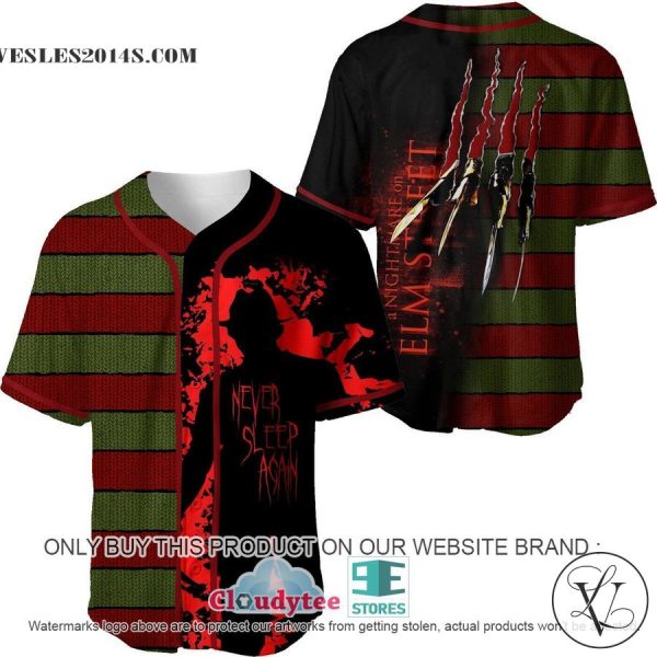 Freddy Krueger Never Sleep Again Nightmare Elm Street Baseball Jersey
