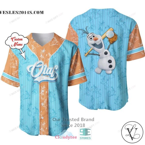 Frozen Olaf Custom Name Baseball Jersey Shirt