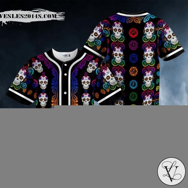 Galaxy Pattern Of Sugar Skull Baseball Jersey