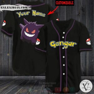 Gengar Pokemon Custom Name Baseball Jersey Shirt