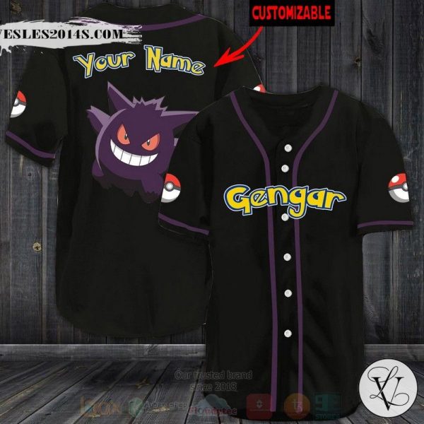 Gengar Pokemon Custom Name Baseball Jersey Shirt