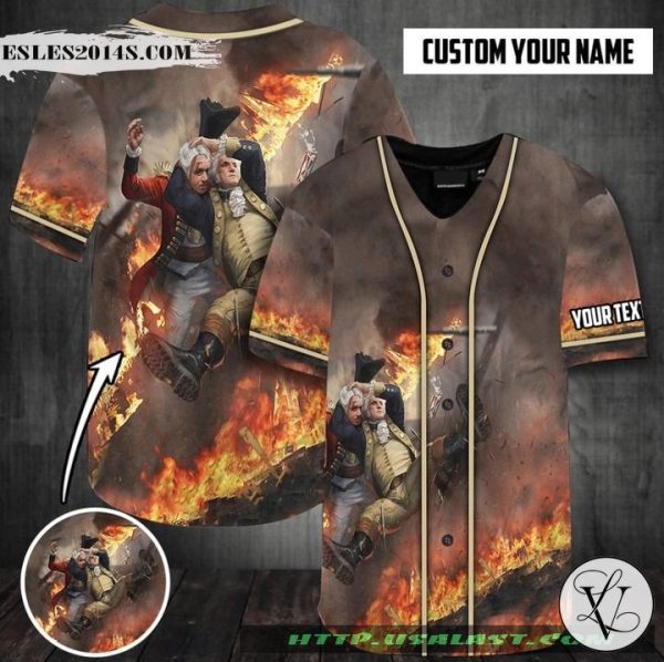 George Washington Stunner In Fire Personalized Personalized Baseball Jersey Shirt