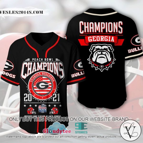 Georgia Bulldogs Peach Bowl Champions 2021 Baseball Jersey
