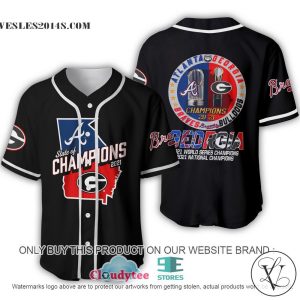 Georgia Bulldogs X Atlanta Braves 2021 State of Champions Pattern Baseball Jersey