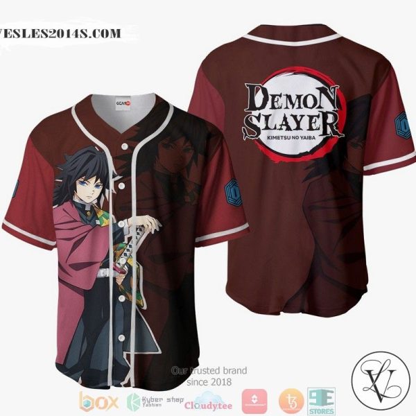 Giyu Tomioka Demon Slayer Red Baseball Jersey Shirt