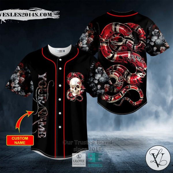 Glam Red Of Snake Skull Custom Baseball Jersey