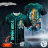 Glow In The Dark Guitar Rock Fire Skull Custom Baseball Jersey