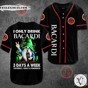 Gnome I Only Drink Bacardi 3 Days A Week Baseball Jersey