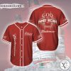 God First Family Second Then Budweiser red Baseball Jersey