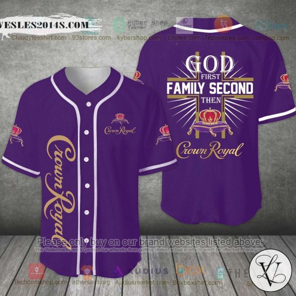 God First Family Second Then Crown Royal purple Baseball Jersey ao8
