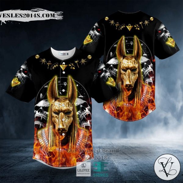 Gold Anubis Skull Baseball Jersey