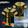 Gold Pharaoh Skull Black Custom Baseball Jersey