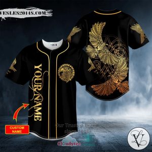 Gold Ravens Viking Custom Baseball Jersey