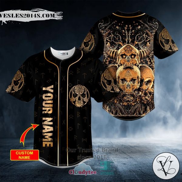 Gold Roses Cool Abis Satanic Skull Custom Baseball Jersey