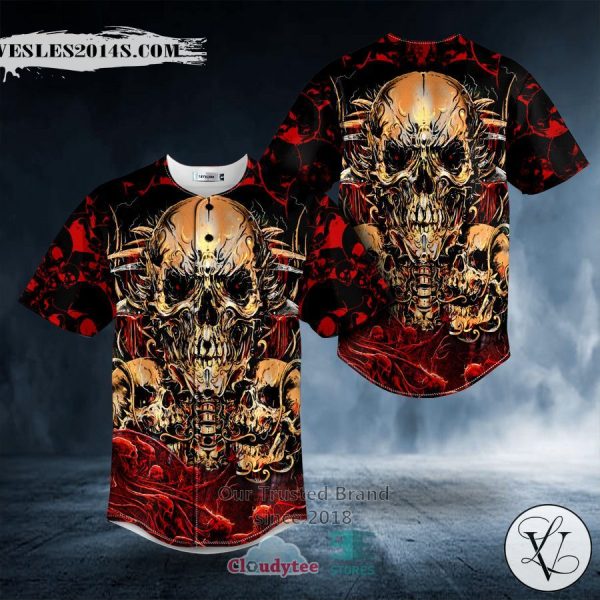Golden Badass Skull Baseball Jersey