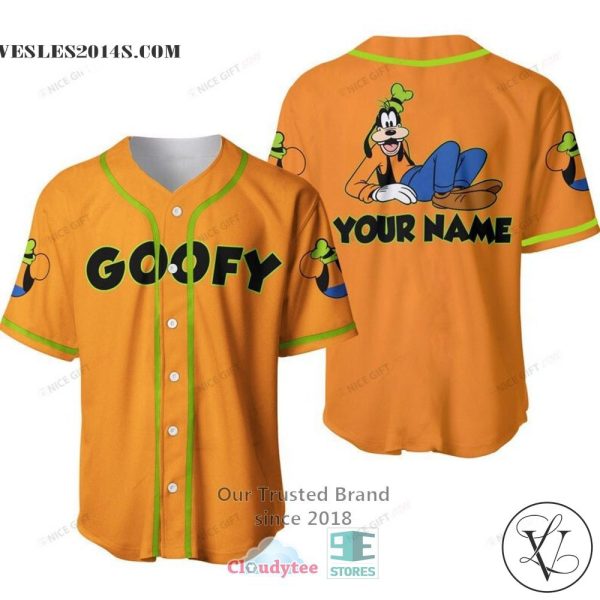 Goofy Custom Name Orange Baseball Jersey Shirt