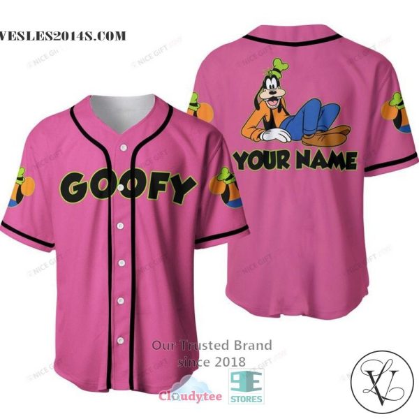Goofy Custom Name Pink Baseball Jersey Shirt