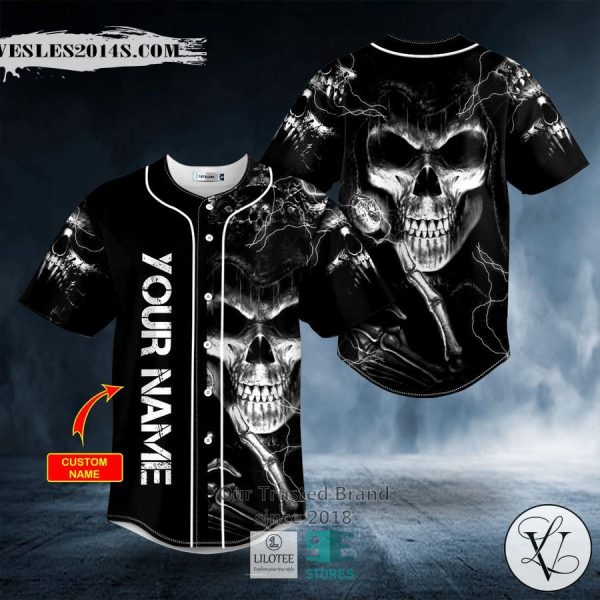 Gothic Skull Lightning Custom Baseball Jersey