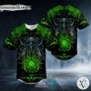 Green Biohazard Monster Skull Baseball Jersey
