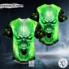 Green Lightning Screaming Skull Baseball Jersey