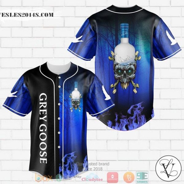 Grey Goose Vodka Flame Skull Baseball Jersey