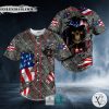 Grim Reaper American Flag Patriotic Skull Baseball Jersey