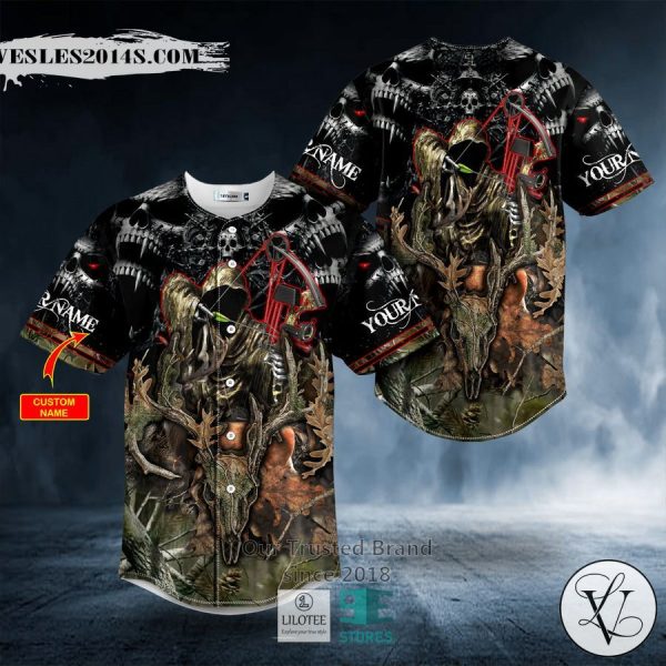 Grim Reaper Bow Hunting Skull Custom Baseball Jersey
