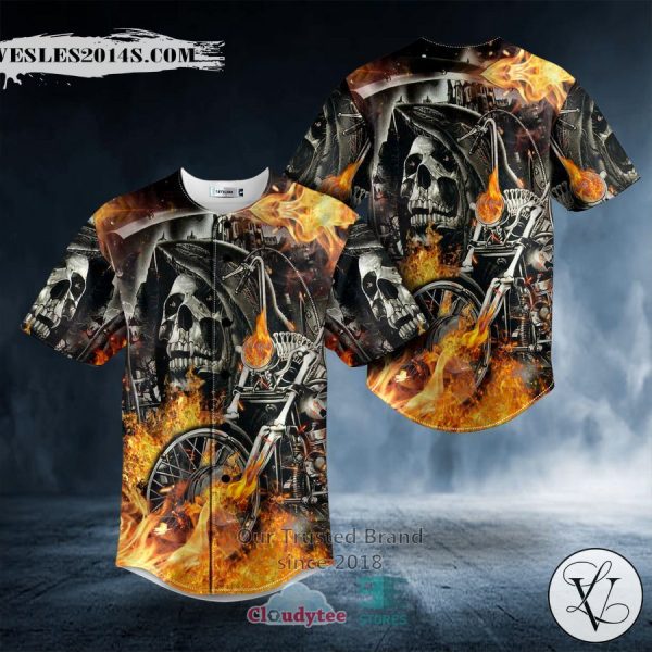Grim Reaper Dead Racer Skull Baseball Jersey