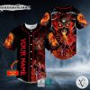 Grim Reaper Fire Metal Skull Custom Baseball Jersey