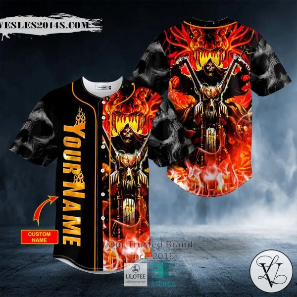 Grim Reaper Ghost Rider of Hell Custom Baseball Jersey