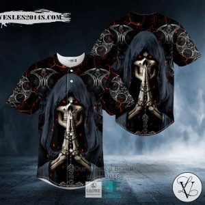 Grim Reaper Praying Skull Baseball Jersey