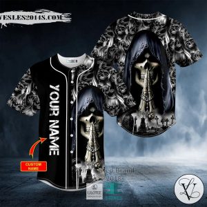 Grim Reaper Praying Skull Custom Baseball Jersey
