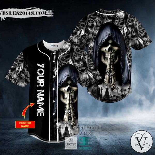 Grim Reaper Praying Skull Custom Baseball Jersey