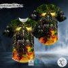 Grim Reaper Throne Zombie Ghost Fire Lightning Skull Baseball Jersey