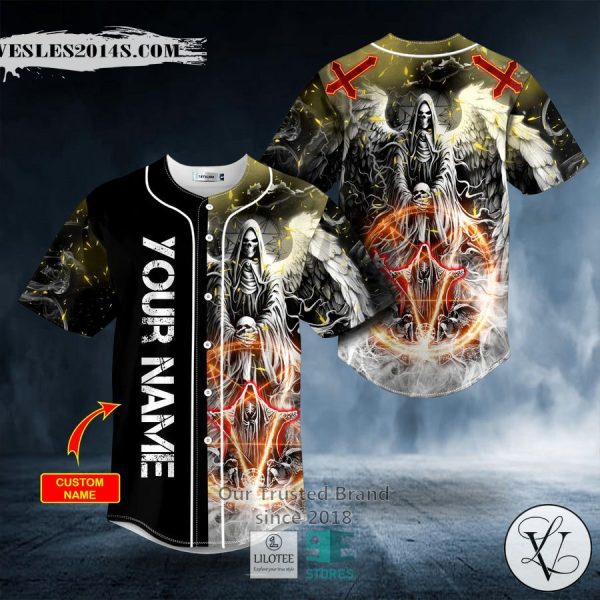 Grim Reaper Wings Cross Custom Baseball Jersey