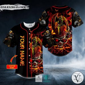 Grim Reaper Wings Lightning Skull Custom Baseball Jersey