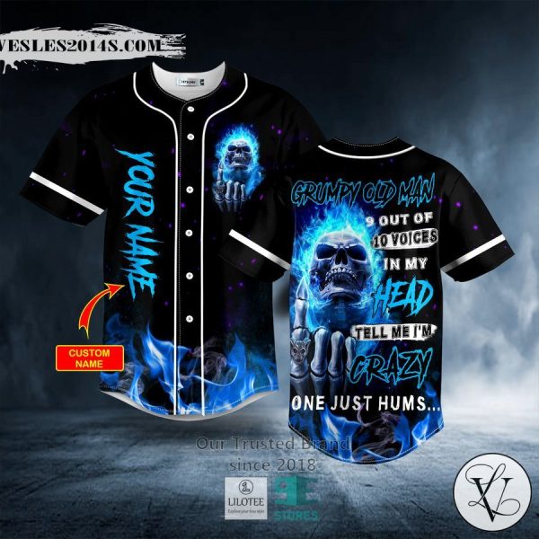 Grumpy Old Man 9 Out Of 10 Voices Skull Custom Baseball Jersey