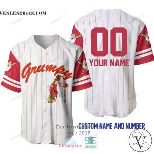 Grumpy Snow White And The Seven Dwarfs Personalized Baseball Jersey Shirt