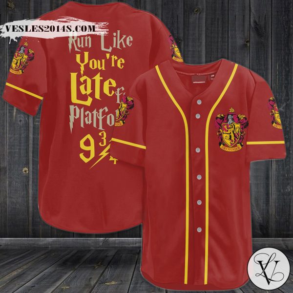 Gryffindor Harry Potter Run Like You’re Late for platform yellow Baseball Jersey