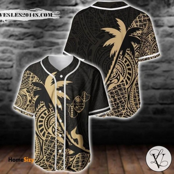 Guam Coconut palm Gold tropical polynesians Baseball Jersey
