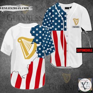 Guinness Beer U.S Flag Custom Name Baseball Jersey