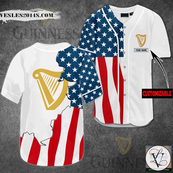 Guinness Beer U.S Flag Custom Name Baseball Jersey