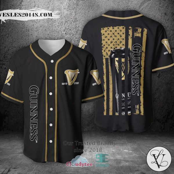 Guinness Can United States Flag black Baseball Jersey