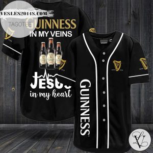 Guinness In My Veins Jesus In My Heart Baseball Jersey – Black