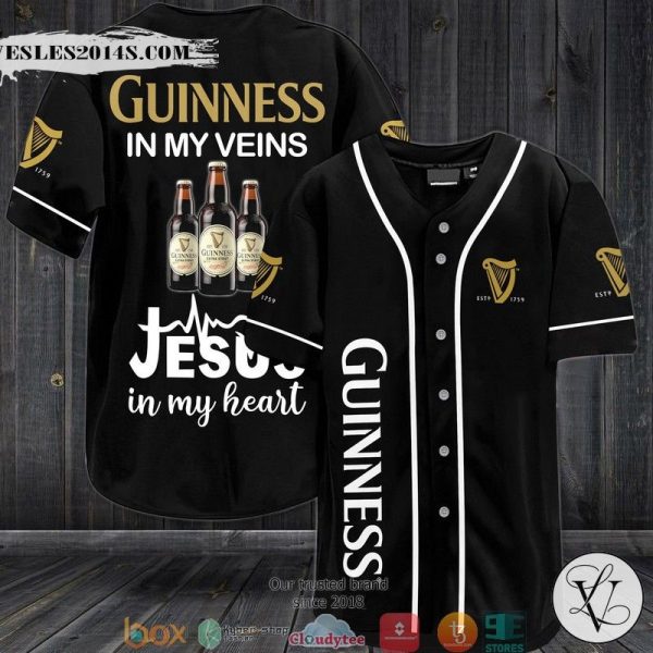 Guinness In my Veins Jesus In My heart Baseball Jersey aJi