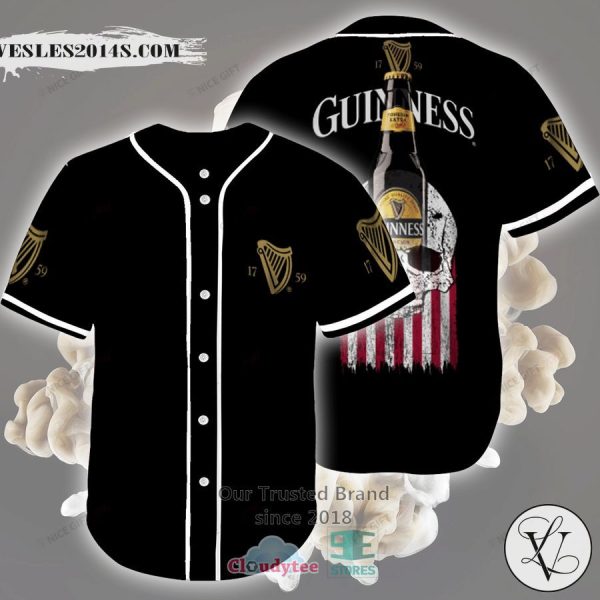 Guinness Skull United States Flag black Baseball Jersey