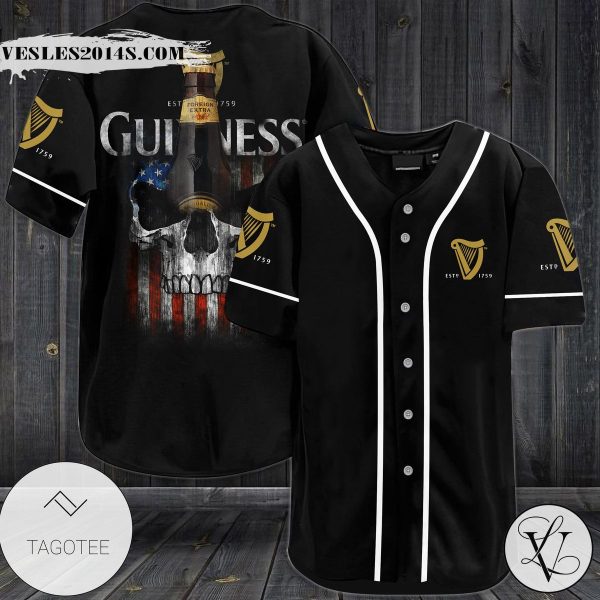 Guinness US Flag Skull Baseball Jersey