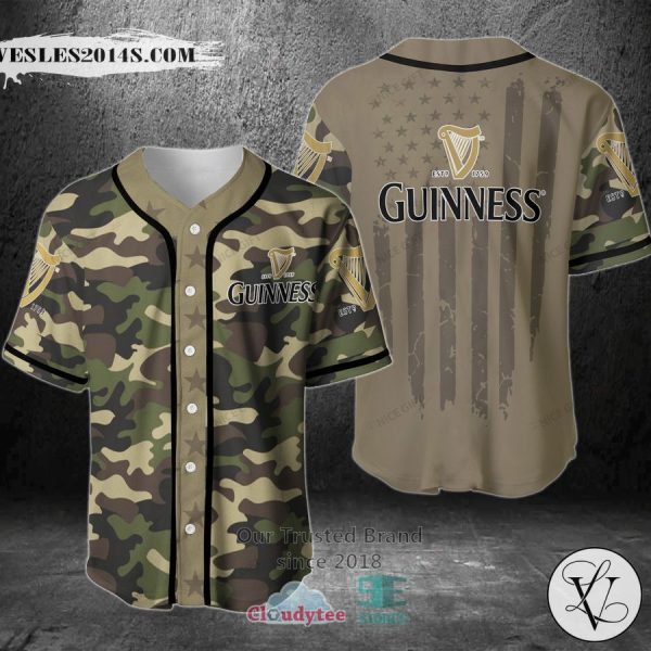 Guinness United States Flag green camo Baseball Jersey