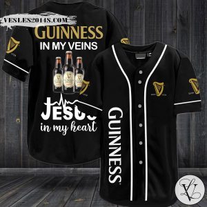 Guinness in my veins Jesus in my heart Baseball Jersey